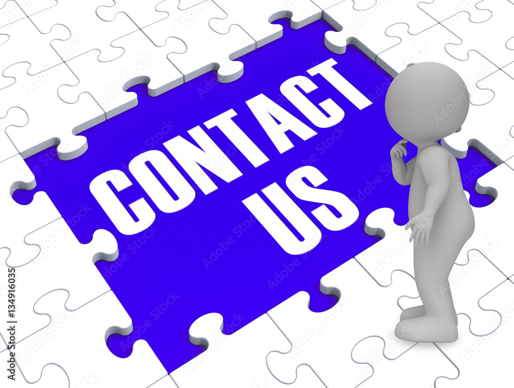 Poster contact us puzzle showing help 3d rendering