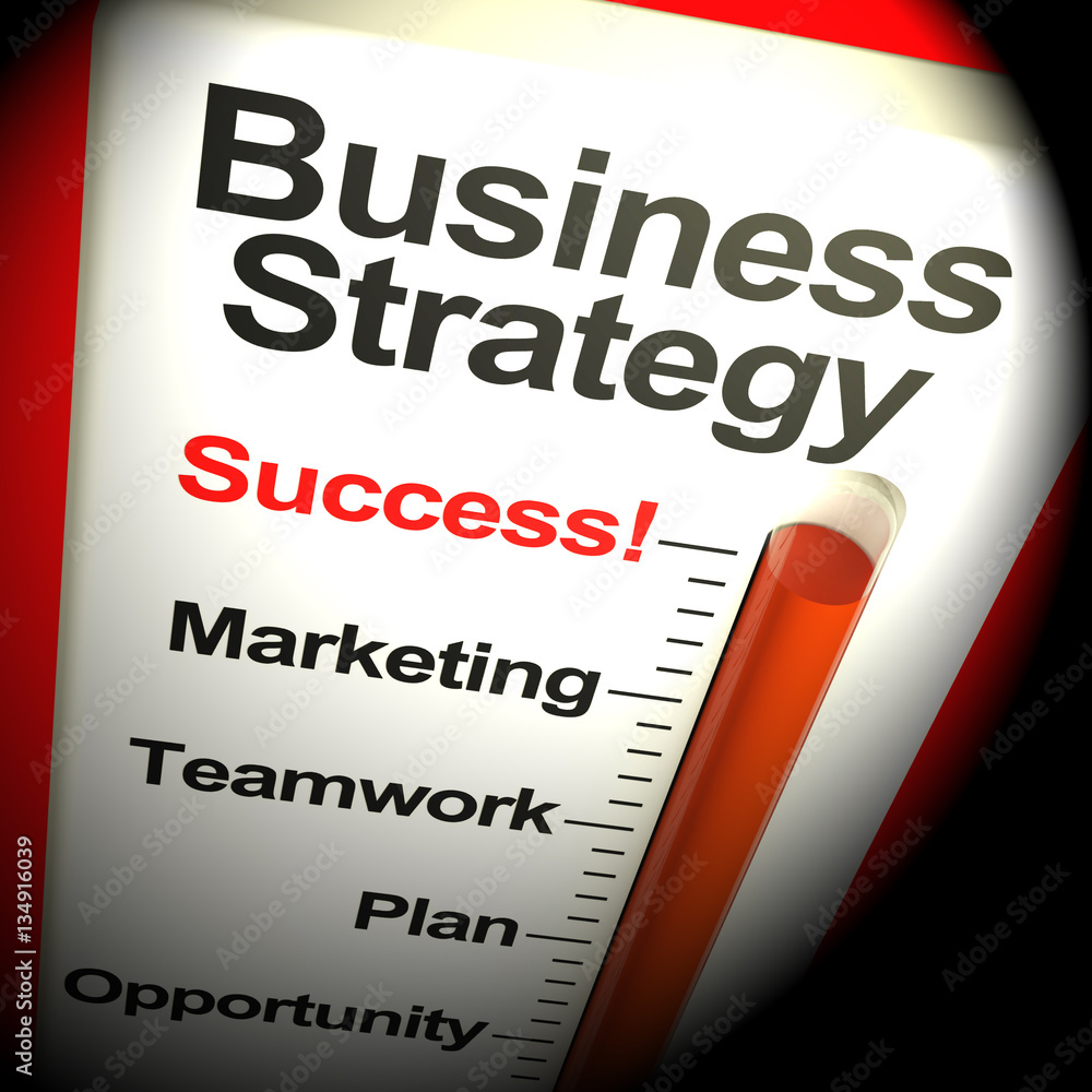 Poster business strategy success showing vision 3d rendering