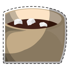 Color chocolate cup with marshmallow image icon, vector illustration