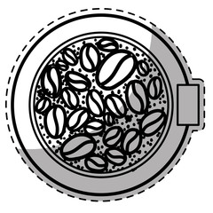 Figure plate with grains coffee inside, vector illustration icon