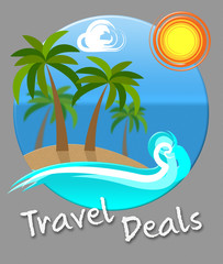 Fototapeta na wymiar Travel Deals Indicates Discount Tours And Trips