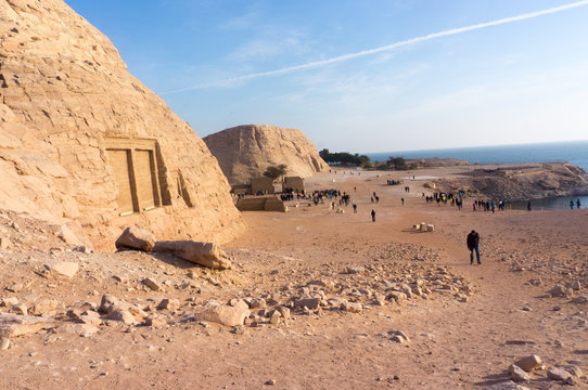 Egyptian ancient temple engravings on the wall