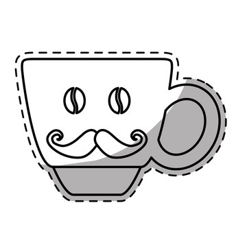 Figure coffee cup with moustache icon image, vector illustration