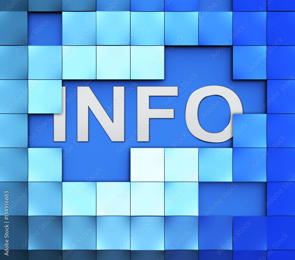Aufkleber info word means faq or information 3d rendering