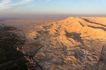 Fototapeta na wymiar Balloon flight in Luxor, beautiful view from sky
