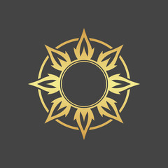 Abstract gold element for design, gold star, flower, decoration, frame.