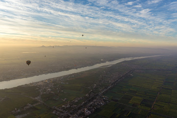 Balloon flight in Luxor, beautiful view from sky