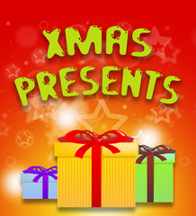 Fototapeta na wymiar Xmas Presents Shows Christmas Gifts 3d Illustration