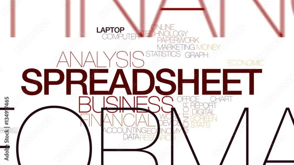 Poster spreadsheet animated word cloud, text design animation. kinetic typography.