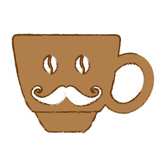 Color coffee cup with moustache icon image, vector illustration