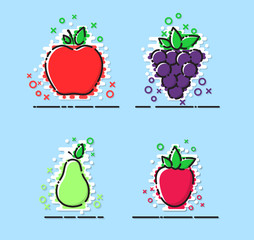 Fruits vector set with MBE styled, flat icons