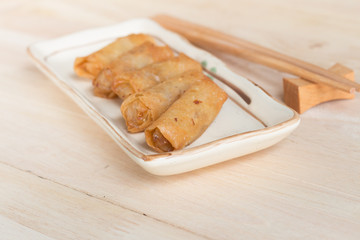 Deep fried spring rolls with pork stuffed