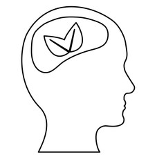 Contour brain leaves icon image, vector illustration design