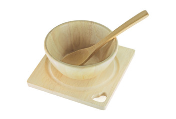 Wood utensils on white background