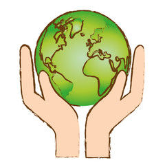 Color world nature conservancy icon, vector illustration