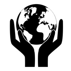 Black world nature conservancy icon, vector illustration