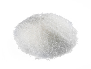 White sugar isolated on white background