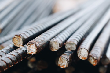 Reinforcing Steel Bar closeup, Rebar for concrete construction work