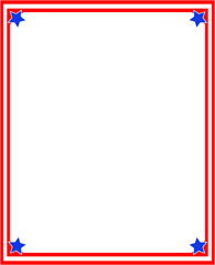 Abstract red American flag symbols frame border mockup with empty space for text.