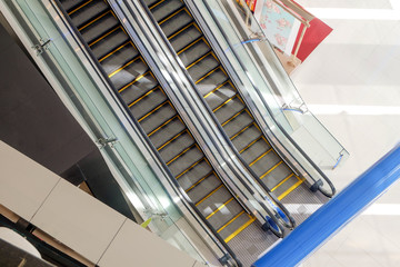 Top view of escalator in shopping mall