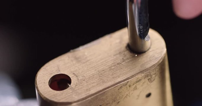 Number combination lock unlocking, close up