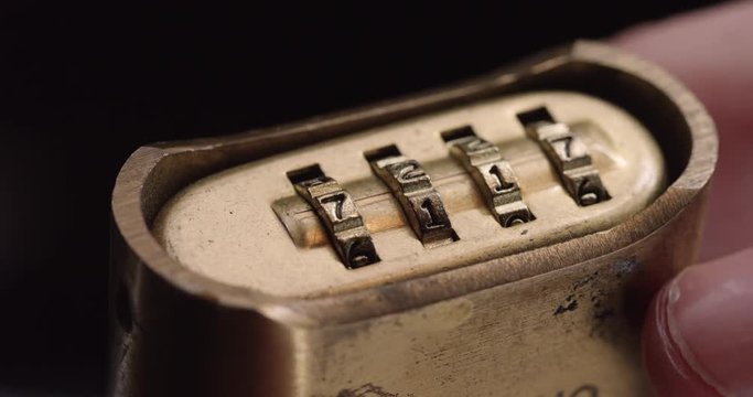 Number combination lock changing numbers, slow motion
