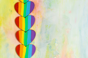 Gay pride rainbow symbolic in heart shapes