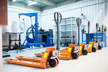 forklifts in the warehouse or service station