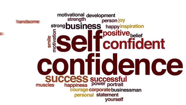 Self confidence animated word cloud, text design animation.