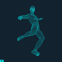 Fototapeta na wymiar Football player. Sports concept. 3D Human Body. Sport Symbol.