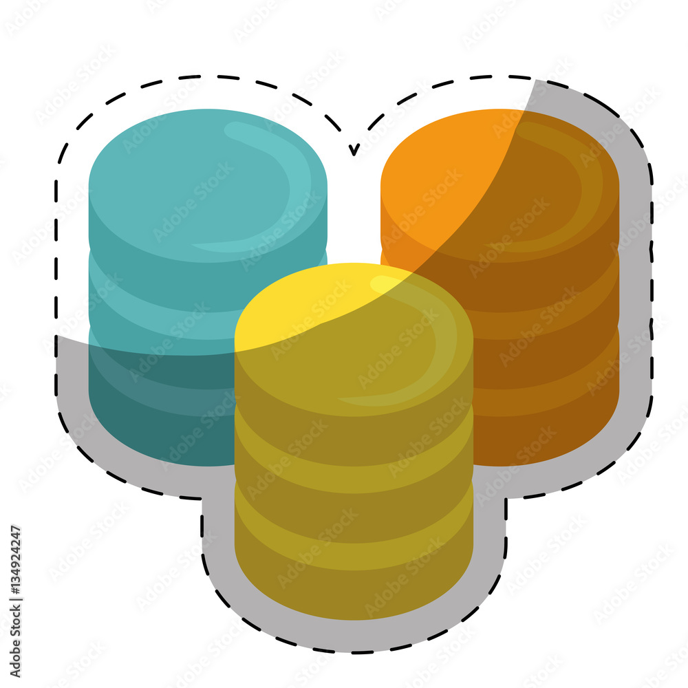 Poster web hosting or data center related icons sticker image vector illustration design