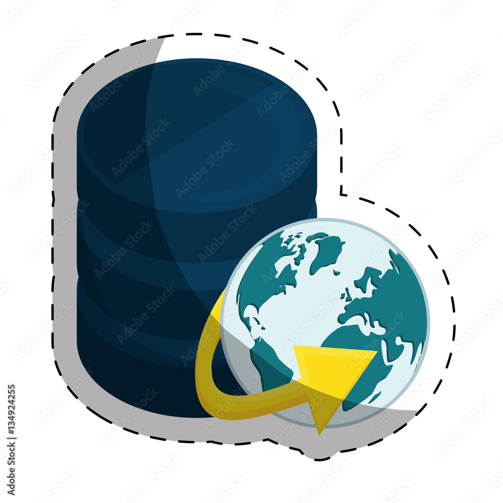 Poster web hosting or data center related icons sticker image vector illustration design