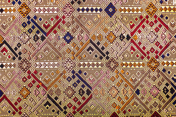 Colorful thai silk handcraft peruvian style rug surface close up More this motif & more textiles...