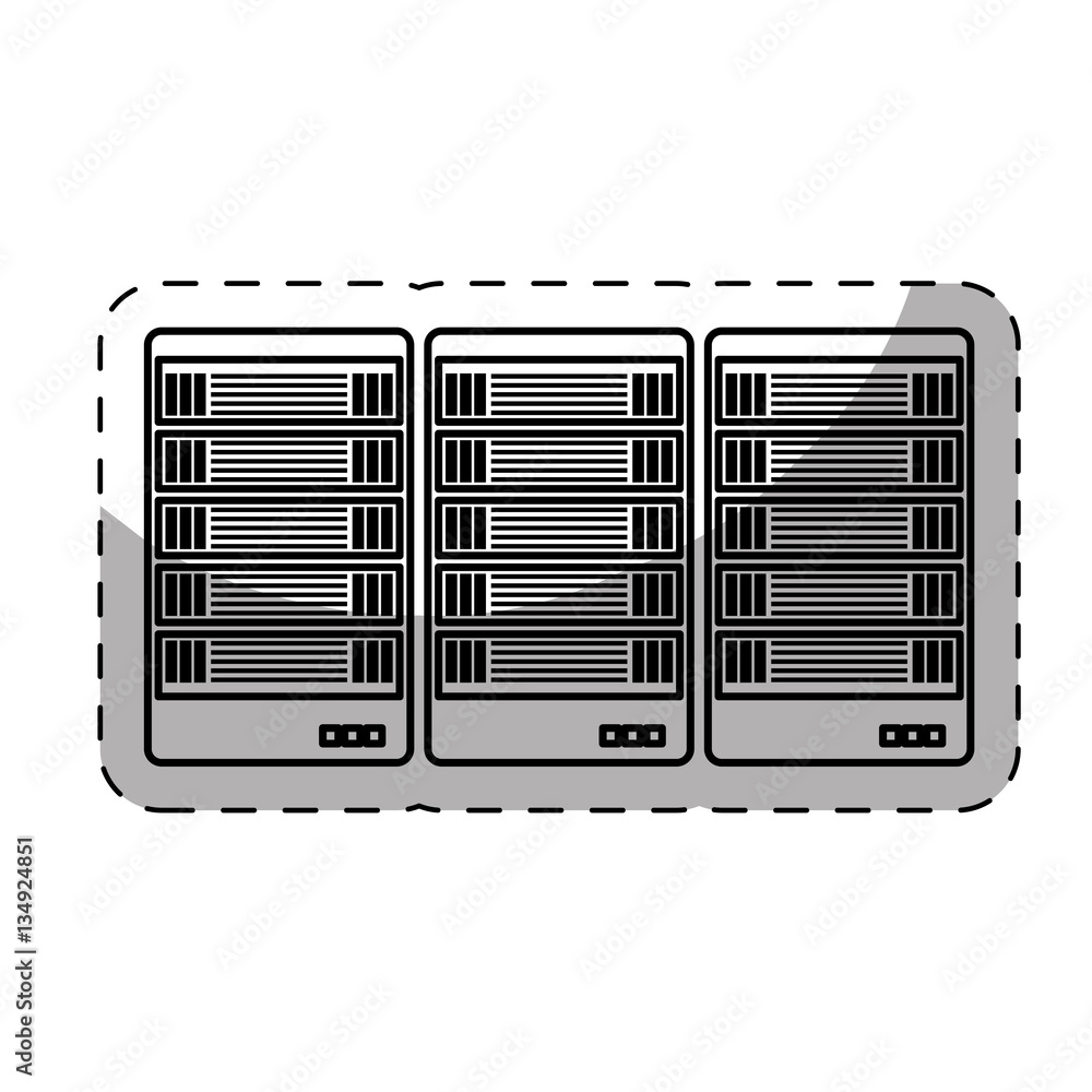 Poster web hosting or data center related icons sticker image vector illustration design