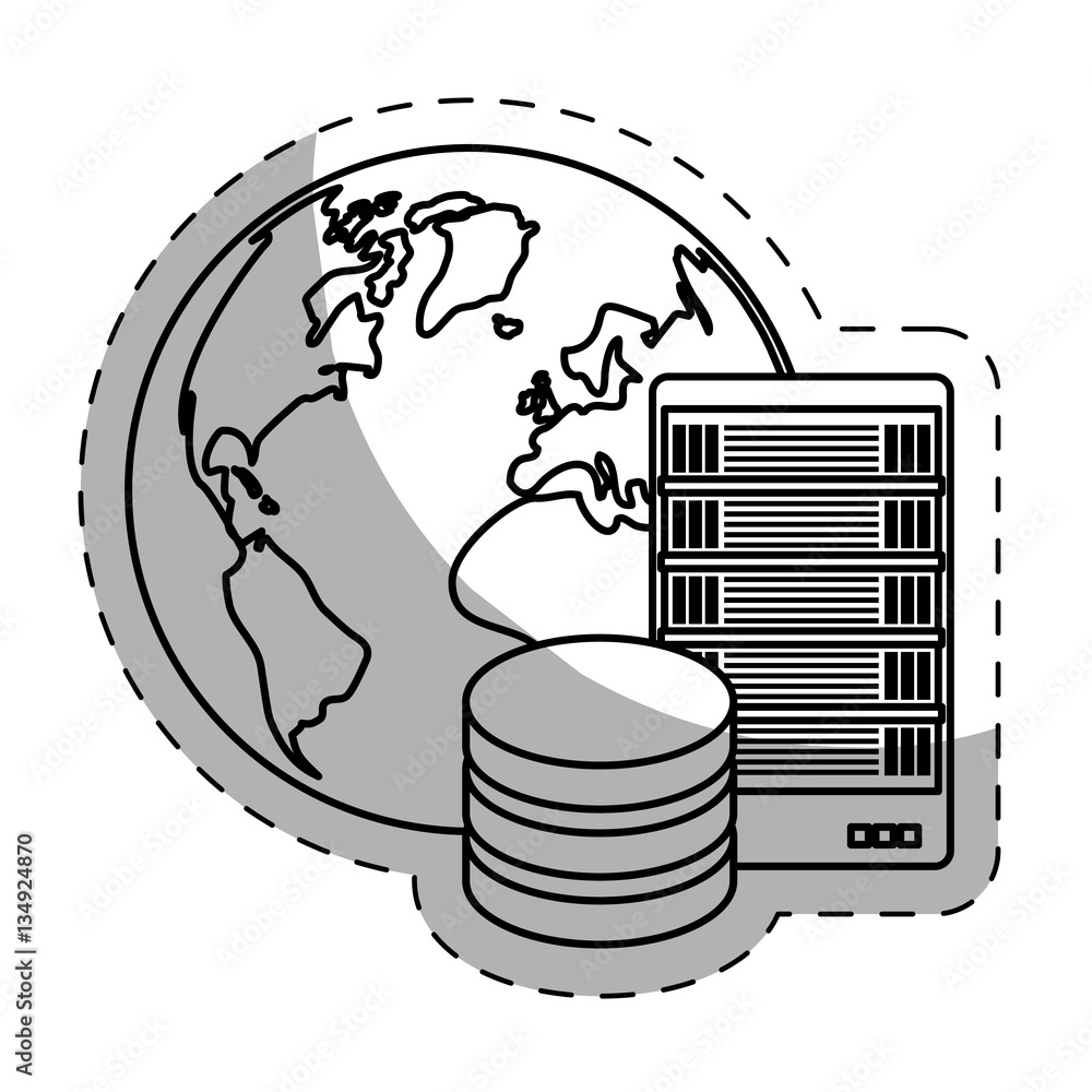 Poster web hosting or data center related icons sticker image vector illustration design