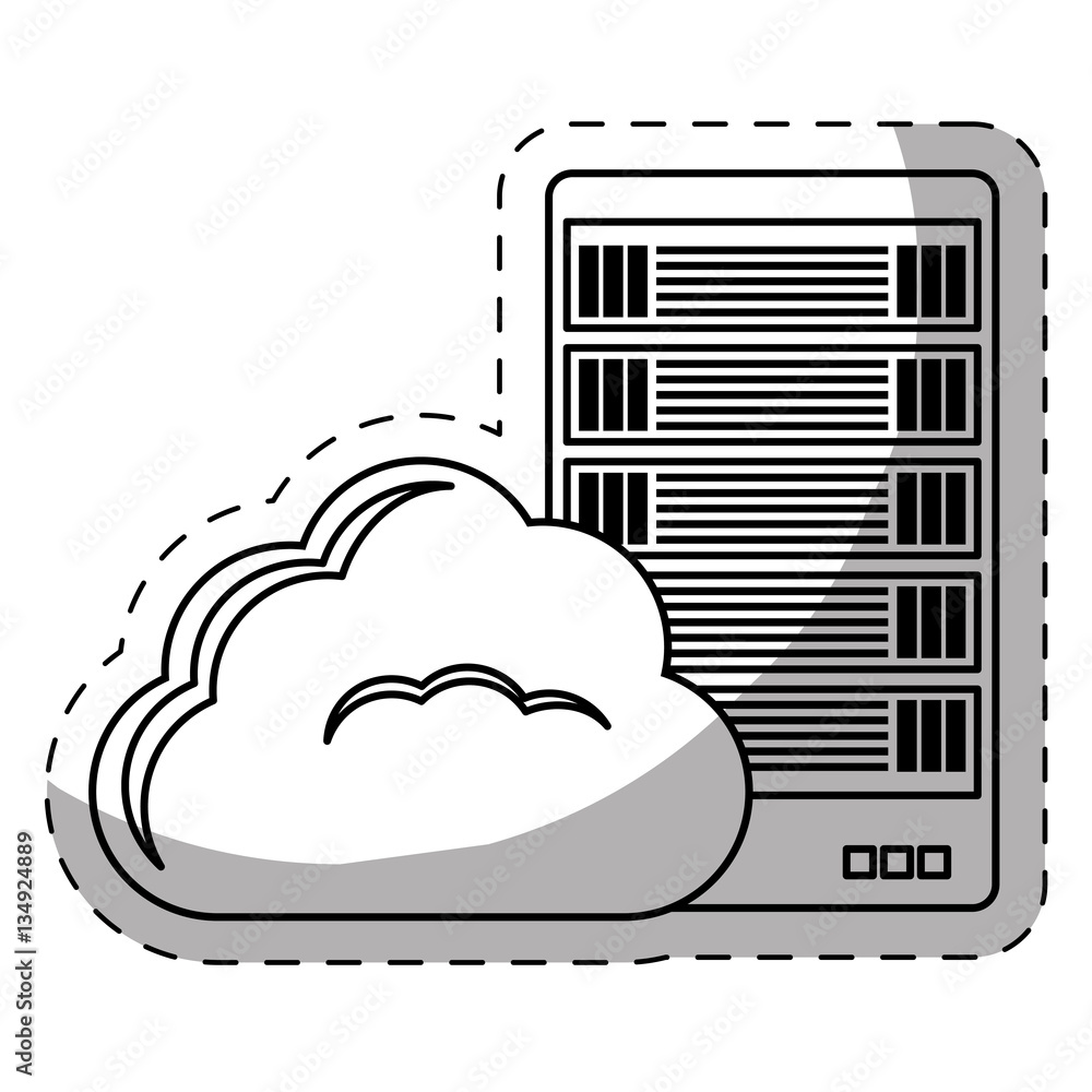 Poster web hosting or data center related icons sticker image vector illustration design
