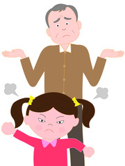 怒った孫に困っている祖父