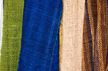 Colorful thai silk handcraft peruvian style rug surface close up More this motif & more textiles peruvian stripe beautiful background tapestry persian nomad detail pattern farabic fashionable textile.