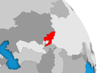 Kyrgyzstan on globe