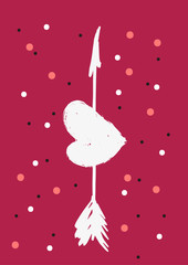 Happy Valentine's Day card. Hand drawn elements by brush. Vector illustration