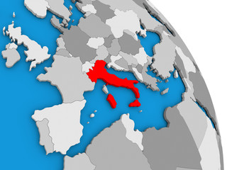 Italy on globe