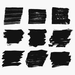 Grunge shapes, set, black isolated on white background, vector illustration