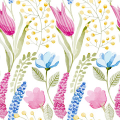 Watercolor floral pattern, seamless vector pattern of decorative - 134926018