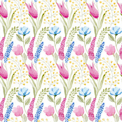 Watercolor floral pattern, seamless vector pattern of decorative - 134926029