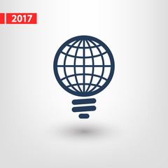 GLOBAL Light bulb  icon, vector illustration. Flat design style