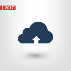 This image represents a cloud upload illustration icon, vector illustration. Flat design style