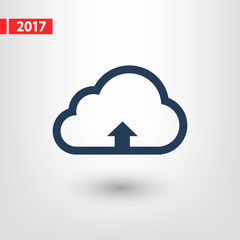 This image represents a cloud upload illustration icon, vector illustration. Flat design style
