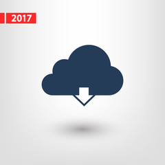 Vector cloud computing download icon, vector illustration. Flat design style