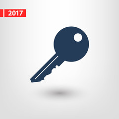 Key  icon, vector illustration. Flat design style