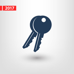 Key  icon, vector illustration. Flat design style